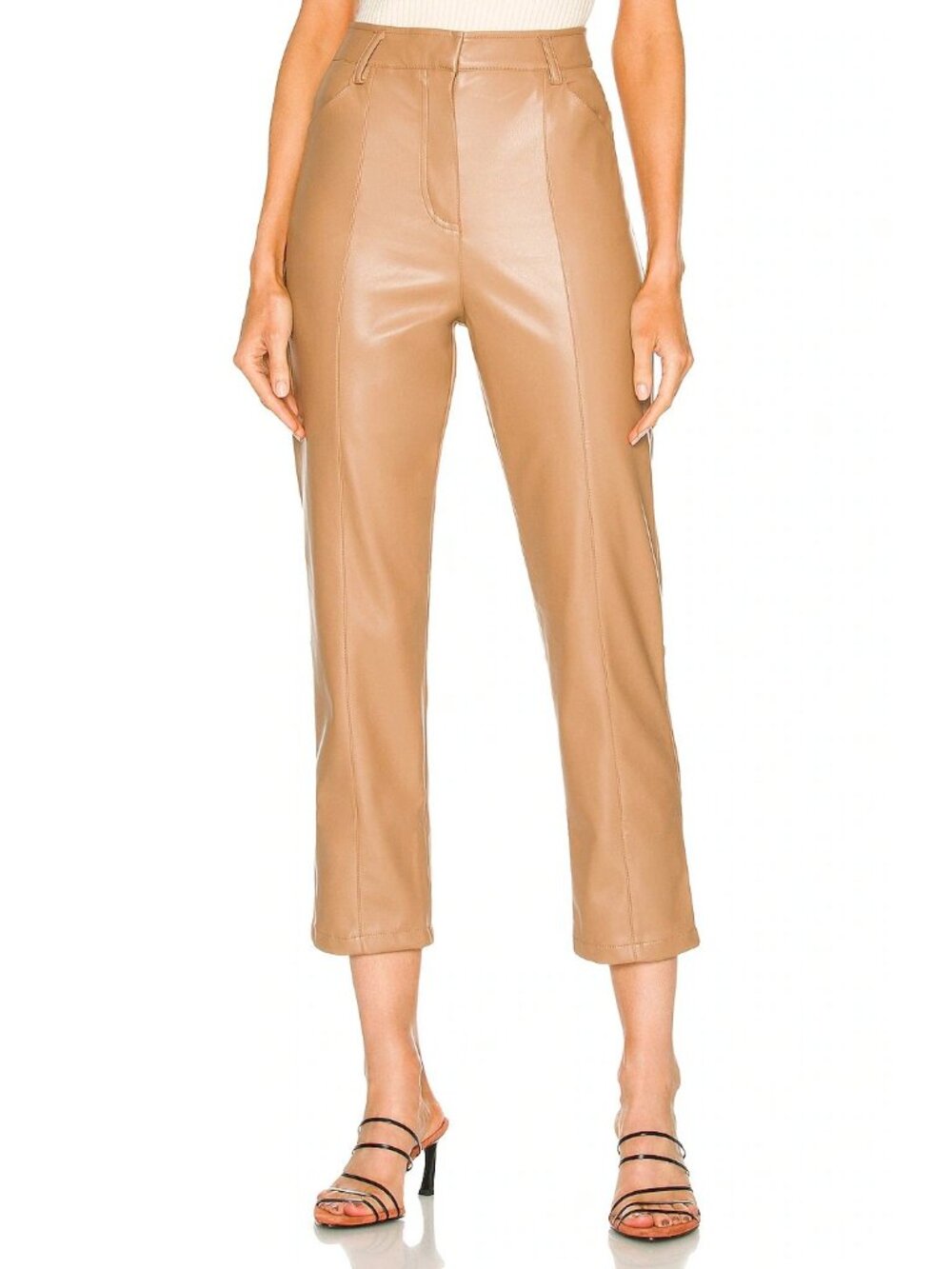 LBLC The Label Jen Vegan Leather Trousers in Cognac Brown